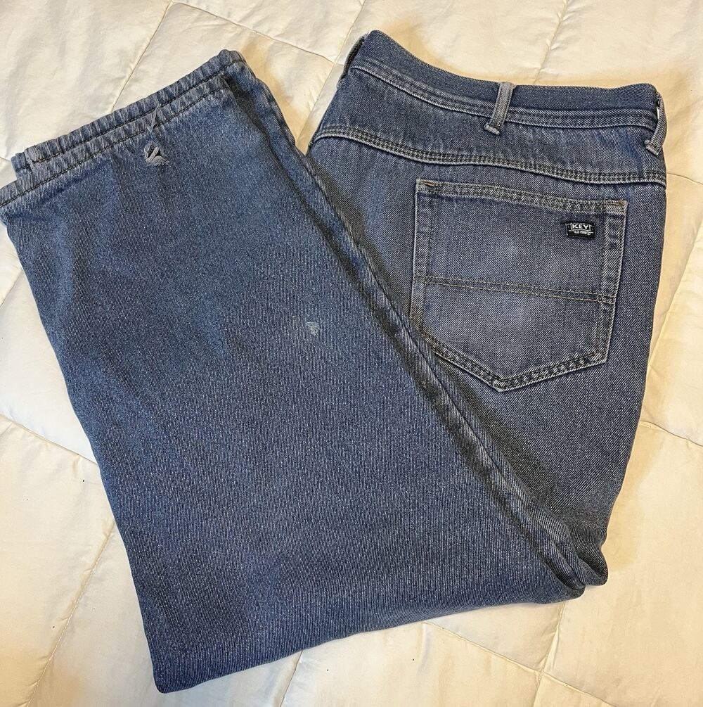 Key Jeans Men's 44x30 Blue Flannel Lined Straight American Workwear Work Denim